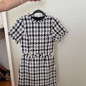 Aqua Black and Cream Textured Fabric